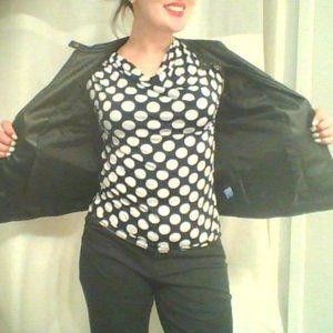 Navy and white polk a dot business casual